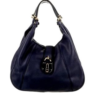 LOEWE Calle Navy Gained Leather Hobo Bag